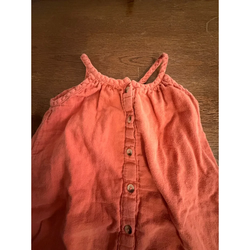 Kate Quinn Dress 6Y Coral Cotton Gauze Sleeveless Button Front A-Line Girls